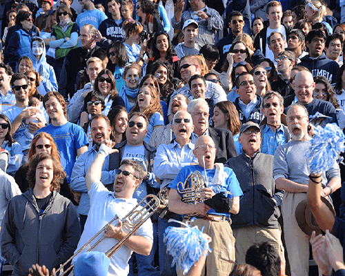 Students, family members, and friends attend a Columbia sporting event