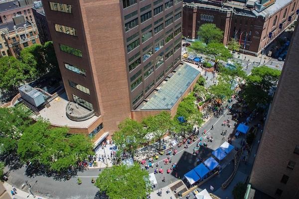 Image of an aerial view of Haven Plaza on the CUIMC campus. 