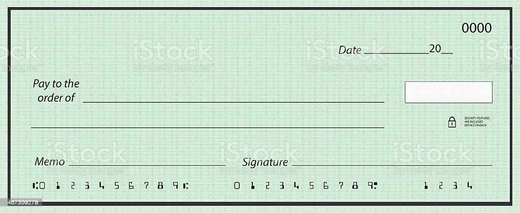 Image of a fake sample paper check showing the location of the routing and account numbers, the check number, the date, the amount box, lines for the payee, the memo line, and the signature line. 