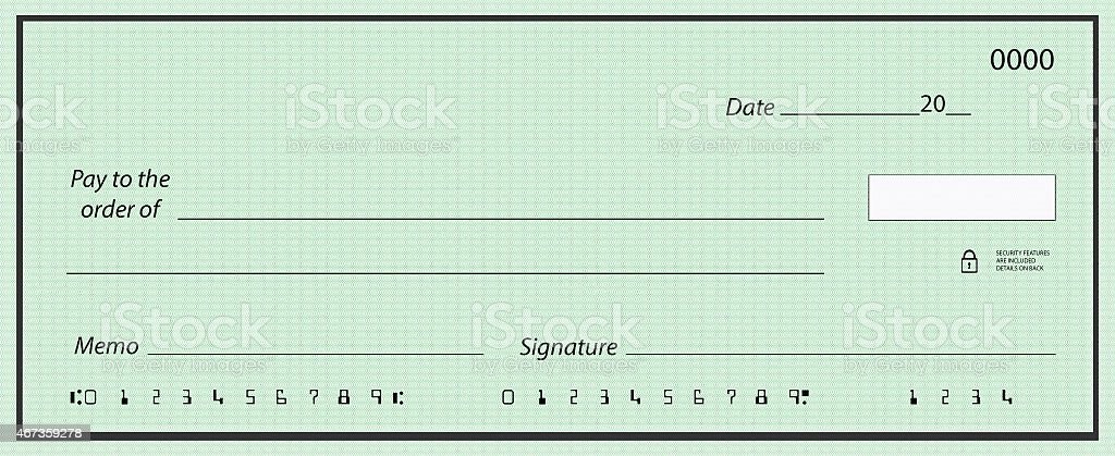 Image of a fake sample paper check showing the location of the routing and account numbers, the check number, the date, the amount box, lines for the payee, the memo line, and the signature line.