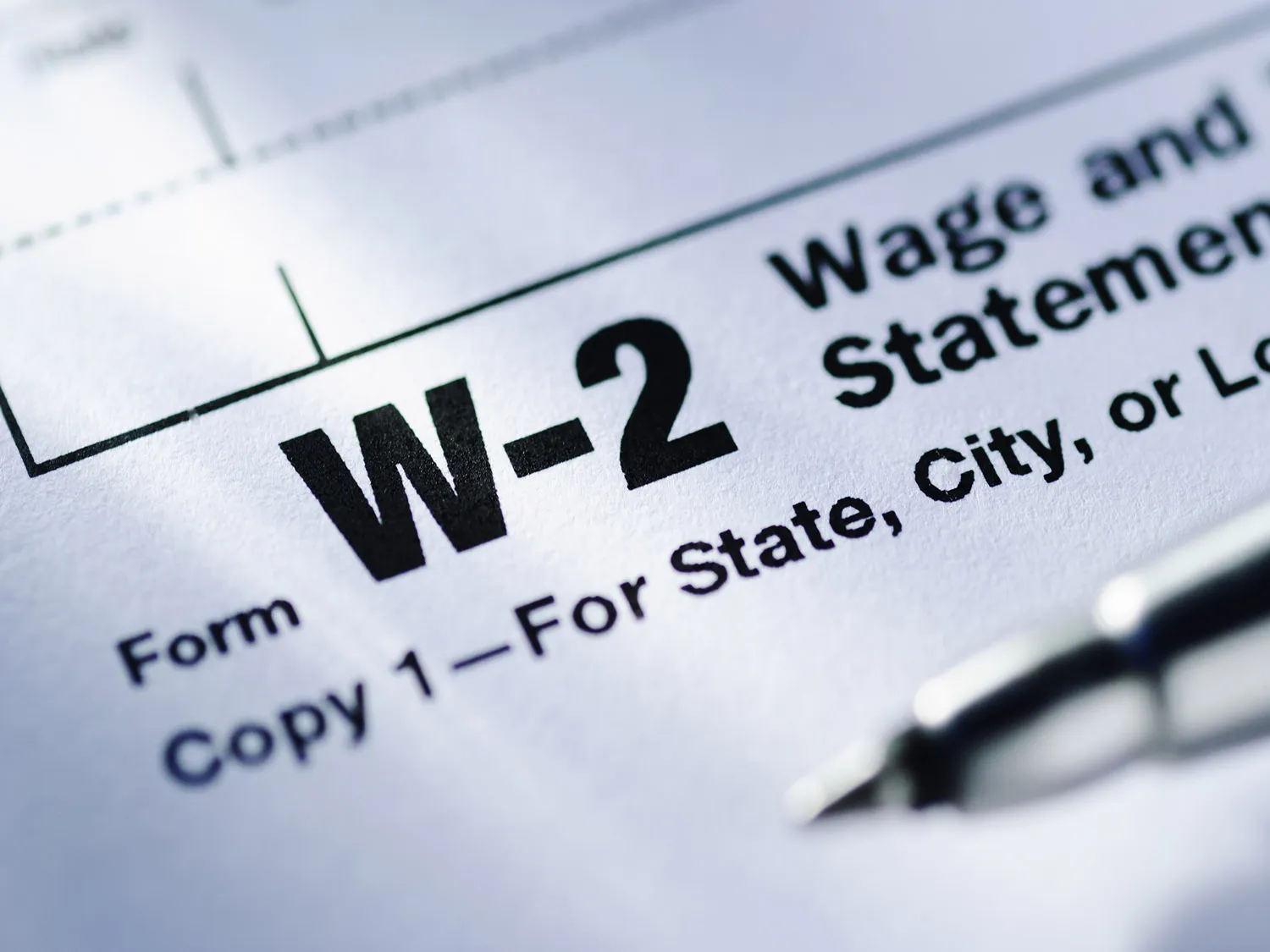 Closeup of W2 form. 