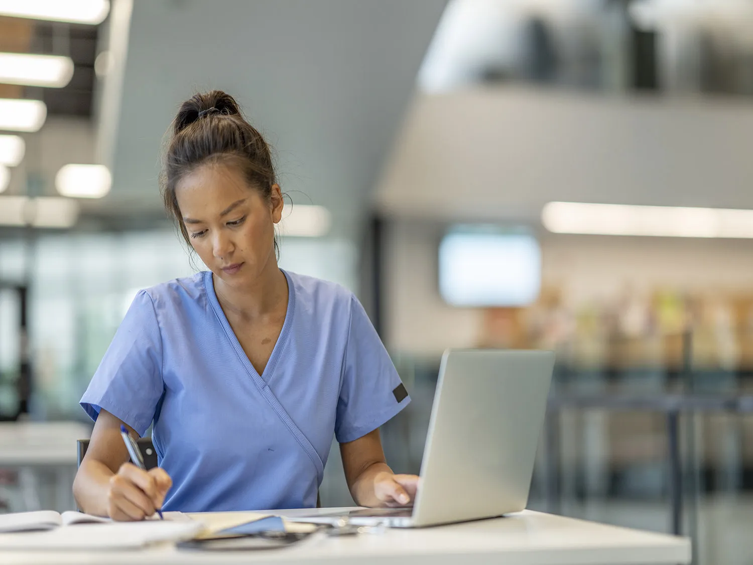 Medical student doing homework